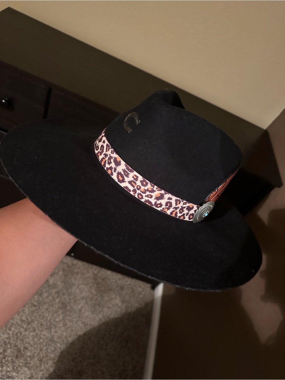 Charlie 1 Horse Black Felt Fedora with Logo Interior